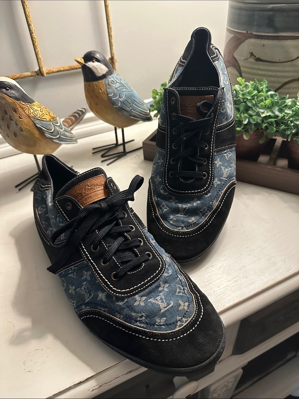 Vintage Louis Vuitton Denim Suede Sneakers Size 12